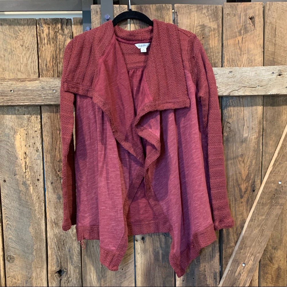 Lucky Brand Maroon Drapey Cardigan